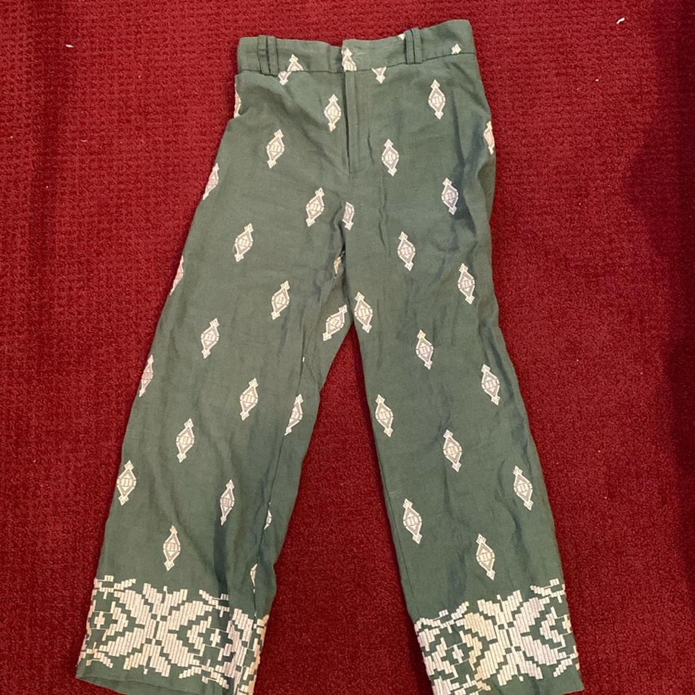 Green Zara embroidered pants